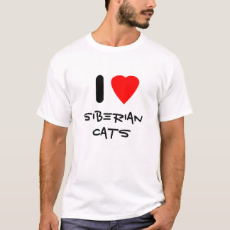 Camiseta Eu amo os gatos Siberian