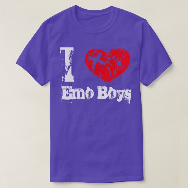 Camiseta Eu amo os meninos emo. Eu amo as meninas emo. mães (Frente do Design)