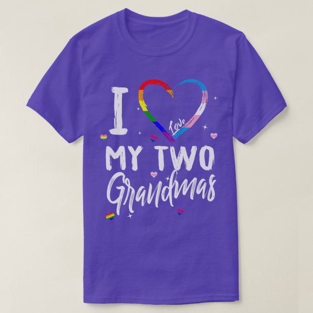 Camiseta Eu Amo Os Meus Dois Avós LGBTQ LGBTQ Rainbow Trans (Frente do Design)