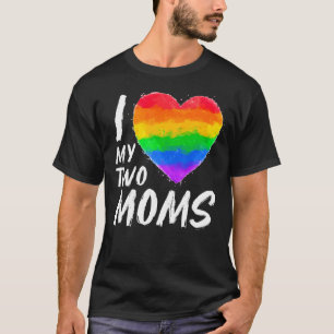 Camiseta Eu Amo Os Meus Dois Orgulho De Mães Lgbt Sinalizad