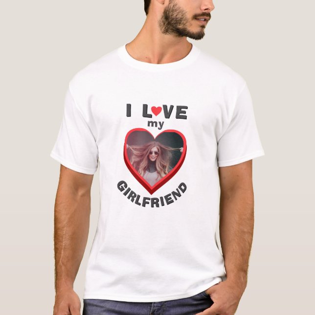Camiseta Eu amo os meus Namorada Heart Photo Men (Frente)