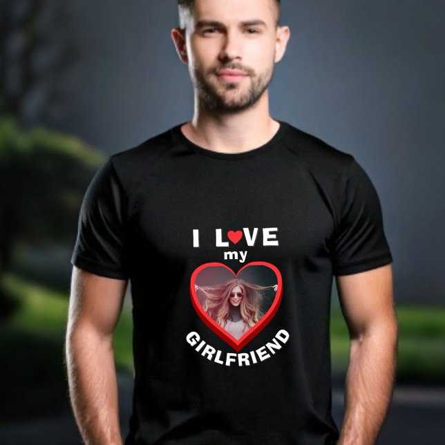 Camiseta Eu amo os meus Namorado Heart Photo Men (Criador carregado)