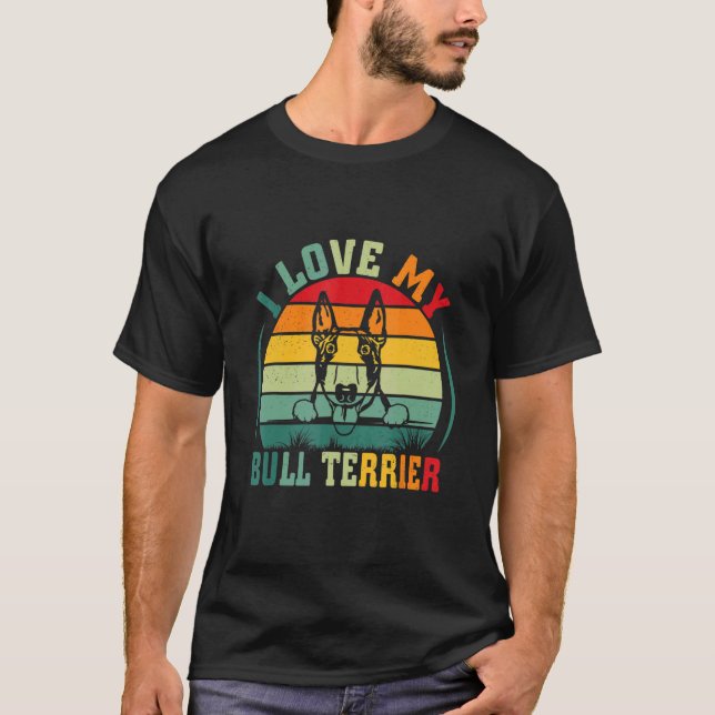 Camiseta Eu Amo Os Meus Touro Terrier Cachorros Proprietári (Frente)