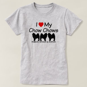 Camiseta Eu Amo Os Meus Três Cachorros De Chow