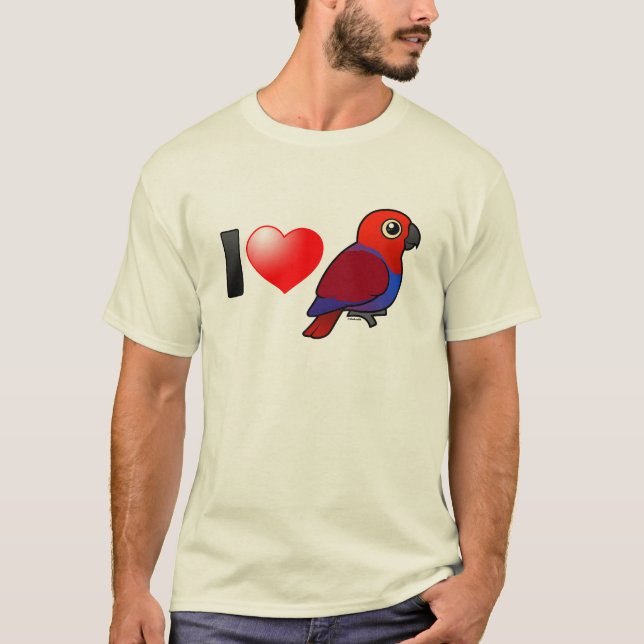 Camiseta Eu amo os papagaios de Eclectus (fêmeas) (Frente)