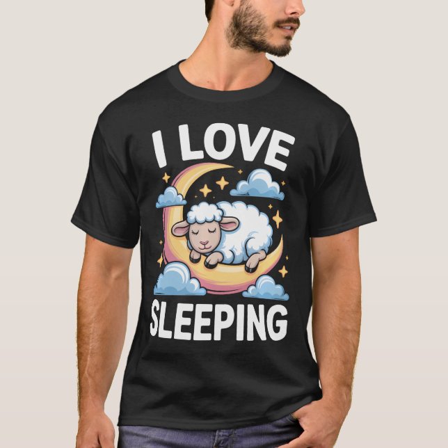 Camiseta Eu Amo Ovelhas Adormecidas Lua (Frente)