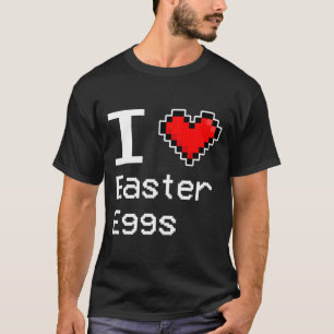 Camiseta Eu Amo Ovos de Páscoa, Coração de Pixel, Jogador R