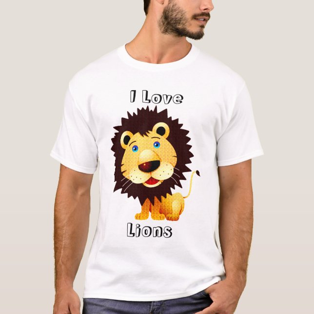 Camiseta Eu Amo Padrões De Textura De Leões-Ouros (Frente)