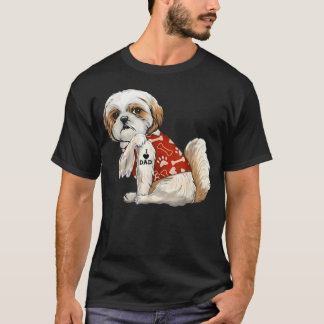 Camiseta Eu Amo Pai Tatuagem Shih Tzu Pai Pai Divertido