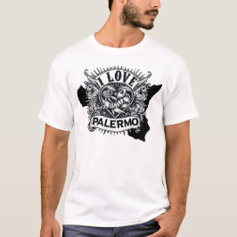 Camiseta Eu Amo Palermo Sicilia Tattoo Style Design