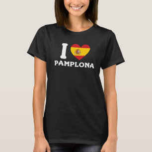 Camiseta Eu Amo Pamplona Espanha Heart Spain Flag Premium