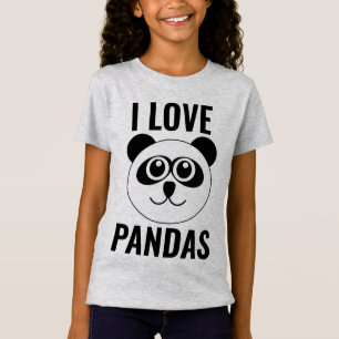 CAMISETA EU AMO PANDA BATER GAROTAS T-SHIRLS