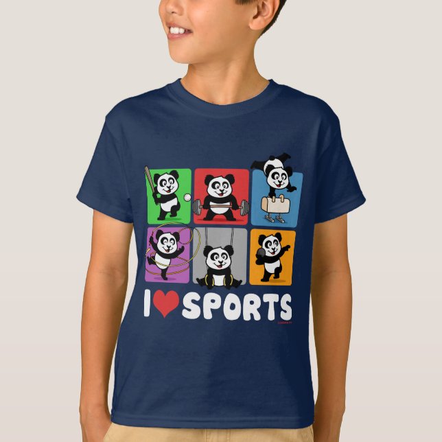 Camiseta Eu amo pandas dos esportes (Frente)