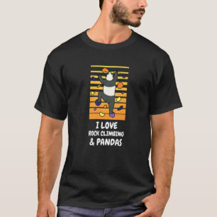 Camiseta Eu Amo Pandas Escalando Rochas Escalador de Parede