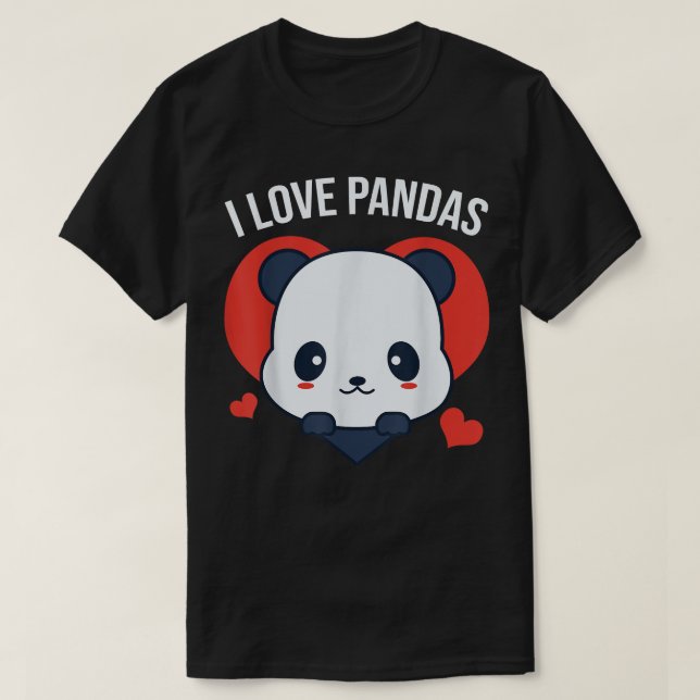 Camiseta Eu Amo Pandas Heart Shape Panda Bear (Frente do Design)