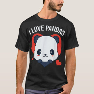Camiseta Eu Amo Pandas Heart Shape Panda Bear