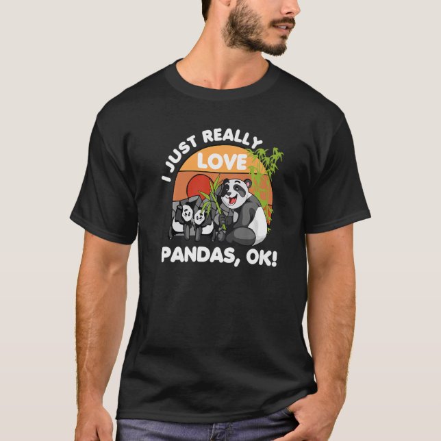 Camiseta Eu Amo Pandas Ok Animal Bear Retro (Frente)