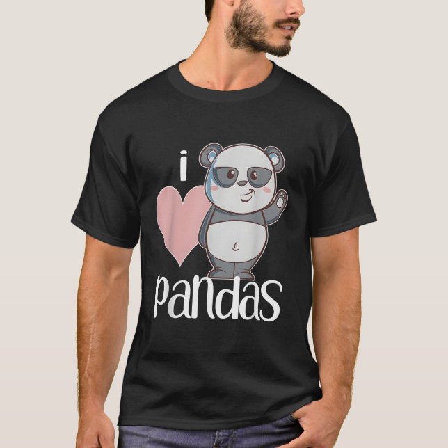 Camiseta Eu Amo Pandas Panda Para (Frente)