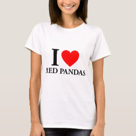 Camiseta Eu Amo Pandas Vermelhas