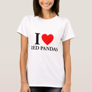 Camiseta Eu Amo Pandas Vermelhas