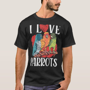 Camiseta Eu Amo Papagaios Pet Cute Animal