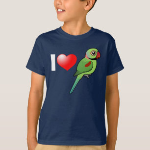 Camiseta Eu amo Parakeets do Alexandrine