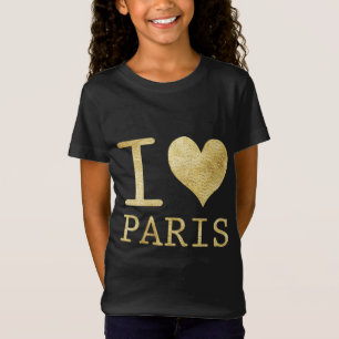 CAMISETA EU AMO PARIS FAUX GLITTER T SHIRTS