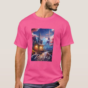 Camiseta Eu Amo Paris, Silhouette Paris Nature Illustration