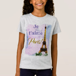 Camiseta Eu amo Paris! T'aime Paris de Je! Torre Eiffel
