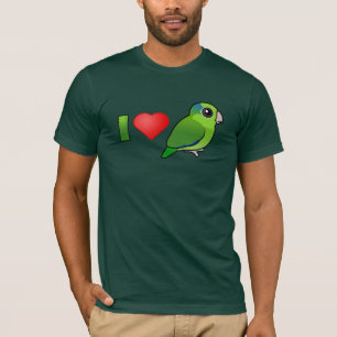 Camiseta Eu amo Parrotlets pacífico (o verde)