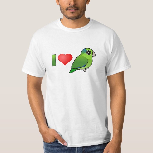Camiseta Eu amo Parrotlets pacífico (o verde) (Frente)