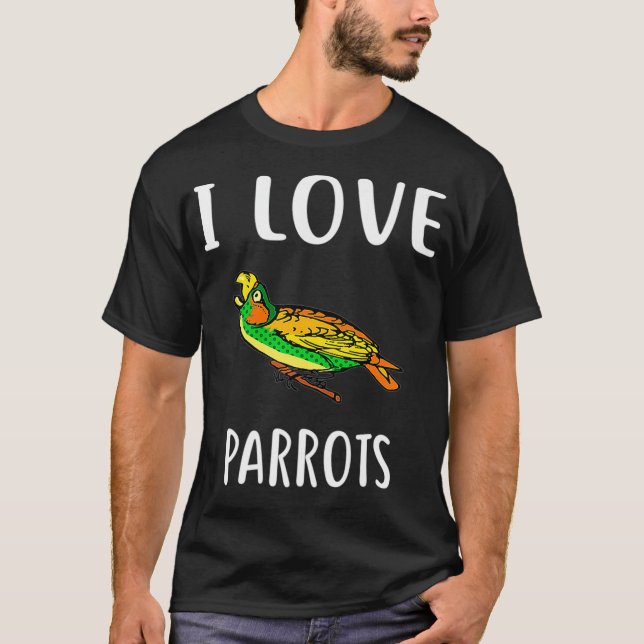 Camiseta Eu Amo PARROTS Engraçado Premium PARROT (Frente)