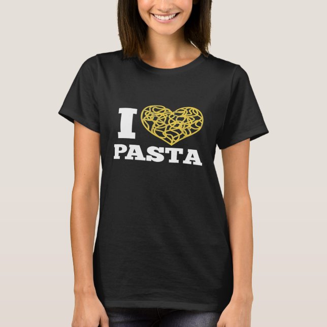 Camiseta Eu Amo Pasta Cute Spaghetti Comida Italiana Heart- (Frente)