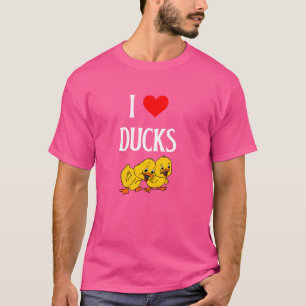 Camiseta Eu Amo Patos Eu Coração Patos Aquáticos Pássaros A