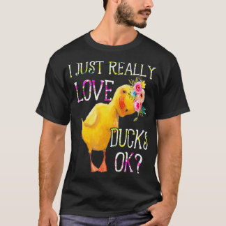 Camiseta Eu Amo Patos Ok Flores Pato Proprietário Lov