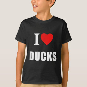 Camiseta Eu Amo Patos Vintage Com Cardíacos Homens Mulheres