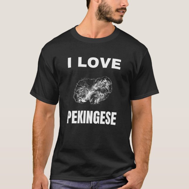 Camiseta Eu amo Pekingese (Frente)