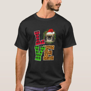 Camiseta Eu Amo Pekingese Dog Santa Hat Leopard Natal X