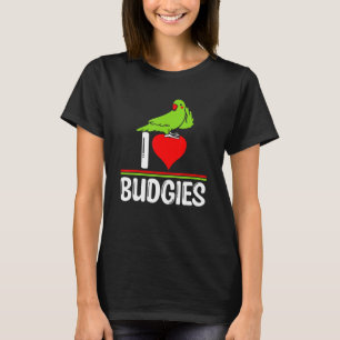 Camiseta Eu Amo Periquitos   Meme de Pássaro Fofo Papai e M