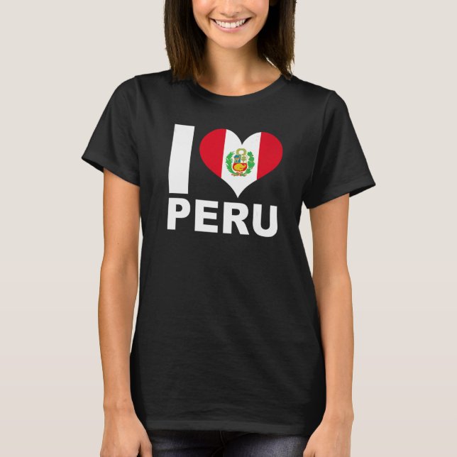 Camiseta Eu amo Peru Heart Flag Peru (Frente)