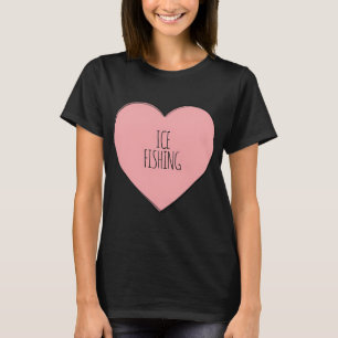 Camiseta Eu Amo Pesca no Gelo Coração Rosa