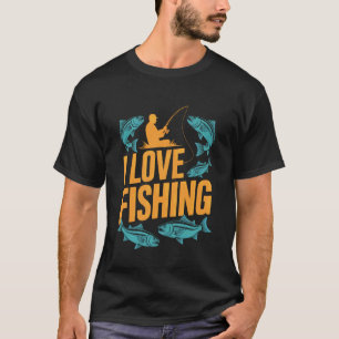 Camiseta Eu Amo Pescar Estilo Retro Pegando