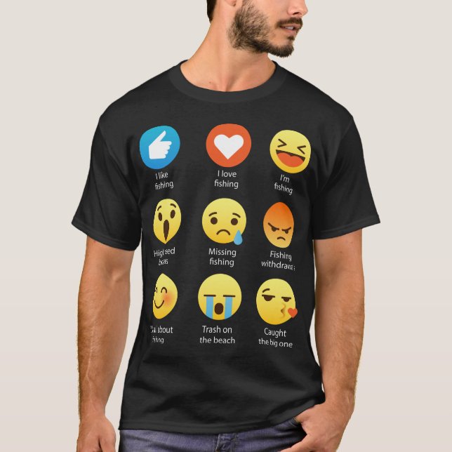 Camiseta Eu amo pescar o T do design gráfico do Emoticon de (Frente)
