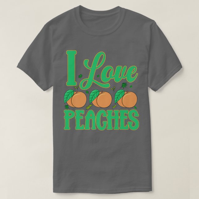 Camiseta Eu Amo Pêssegos Fruta Vegetariana Vegan (Frente do Design)