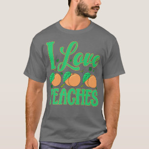 Camiseta Eu Amo Pêssegos Fruta Vegetariana Vegan