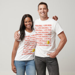 Camiseta EU AMO PICKLEBALL Esporte Yellow Orange Ball Net