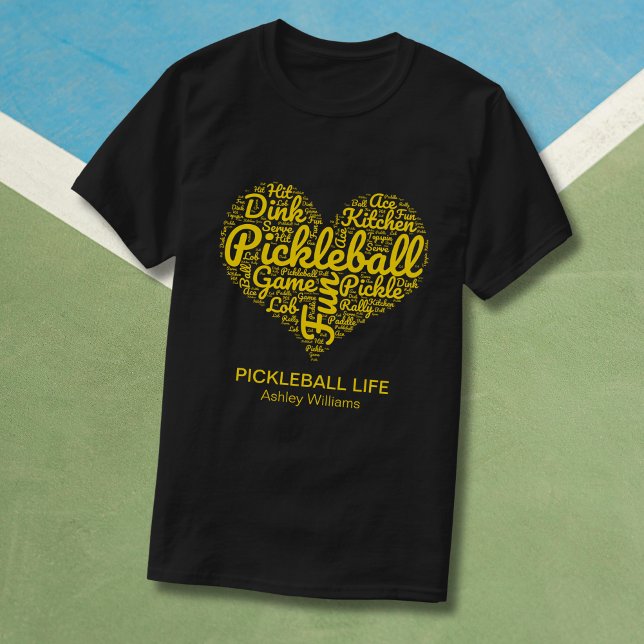 Camiseta Eu Amo Pickleball Nome Personalizado Palavra Coraç (Replace Text & Name to customize.  See collection for other matching items eg hat, bottle, keychain)