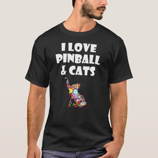 Camiseta Eu Amo Pinball E Gatos Gatinhos Bonitos Amor Felin (Frente)