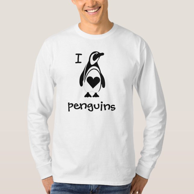 Camiseta Eu Amo Pinguins Corações (Frente)