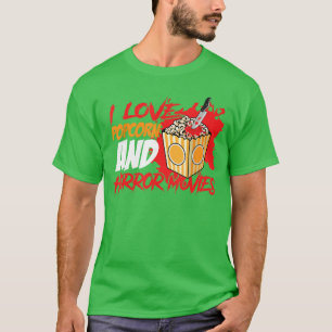 Camiseta Eu Amo Pipoca E Filmes De Terror Presente De Filme